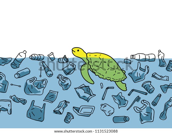 Vector Illustration Sea Turtle Sea Water Stock Vector Royalty Free