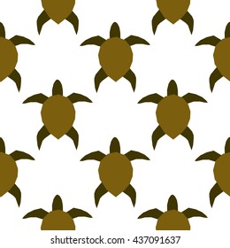 Vector illustration of sea turtles. Marine seamless pattern. A beautiful colorful background for your design of postcards, textiles, wallpaper.