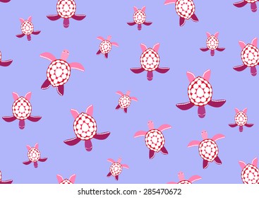Vector illustration of sea turtles (seamless pattern)