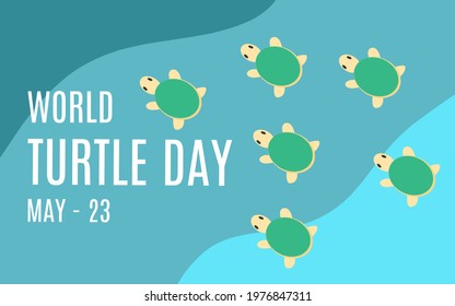 Vector illustration of sea turtles under water as a banner, poster or template for world turtle day, observed every May 23, let's save the turtles