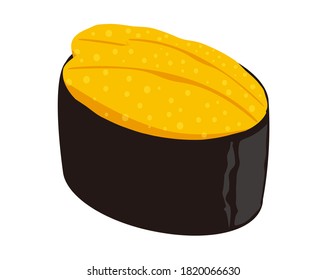Vector illustration of sea urchin nigiri sushi.