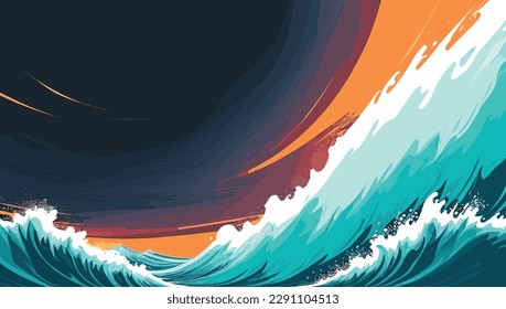 Vector illustration of a sea wave background. Wallpaper Art of waves