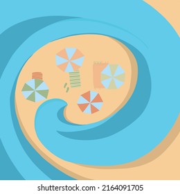 Vector illustration of a sea wave over the beach.