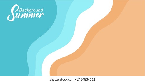 Ilustración vectorial de fondo de olas de mar en estilo plano. Plantilla de Anuncio de verano.