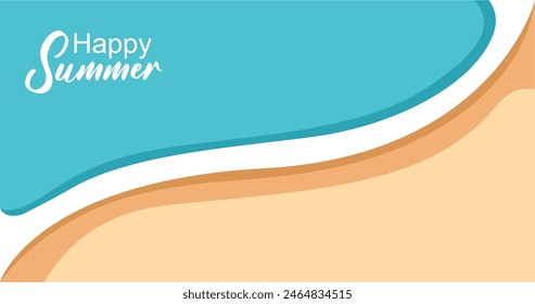 Vector illustration of sea waves background in flat style. Summer banner template.