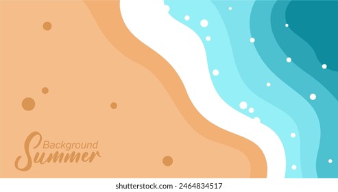 Vector illustration of sea waves background in flat style. Summer banner template.