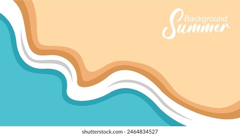 Vector illustration of sea waves background in flat style. Summer banner template.