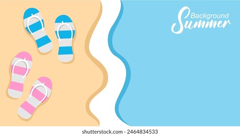 Ilustración vectorial de fondo de olas de mar en estilo plano. Plantilla de Anuncio de verano.