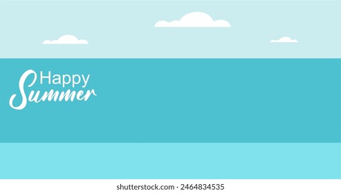 Ilustración vectorial de fondo de olas de mar en estilo plano. Plantilla de Anuncio de verano.