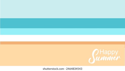 Ilustración vectorial de fondo de olas de mar en estilo plano. Plantilla de Anuncio de verano.