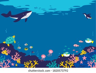 Vector illustration of Seabed fish background