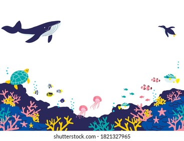 Vector illustration of Seabed fish background