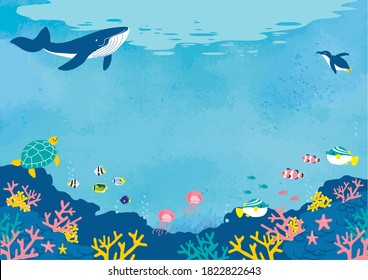 Vector illustration of Seabed fish background