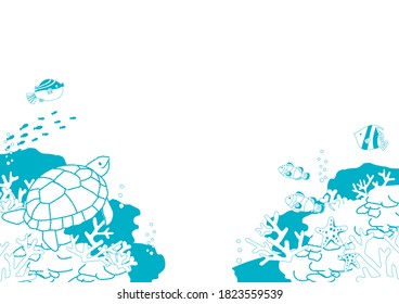Vector illustration of Seabed fish background