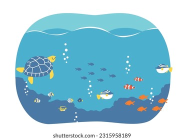 Vector illustration of Seabed fish background.SDGs Goals14. Life Below Water.