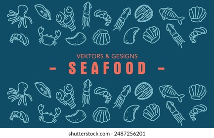 Vector illustration and seafood design.