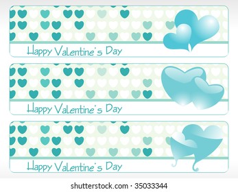 vector illustration of seagreen heart pattern banner
