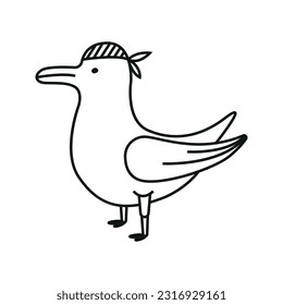 Vector illustration of a seagull in doodle style.