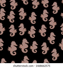 Vector illustration. Seahorse isolated on black, gray and beige background. Drawn by hand. Clip Art. Suitable for fabric, paper, packaging. Illustration. In simple style. Watercolor. Picture.