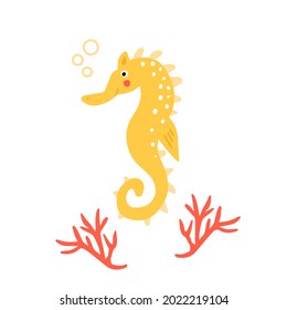 Vector illustration of a seahorse on white background.