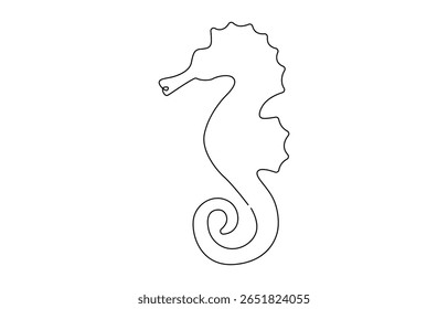 Vector illustration of seahorse smiling underwater black and white drawing For , Vector illustration of seahorse isolated on white background.