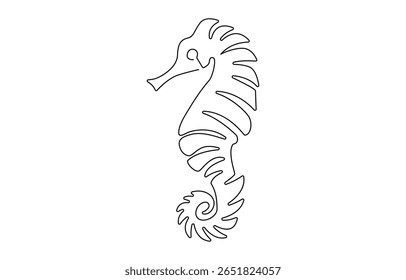 Ilustração vetorial de cavalo-marinho sorrindo desenho subaquático preto e branco Para , Ilustração vetorial de cavalo-marinho isolado sobre fundo branco.