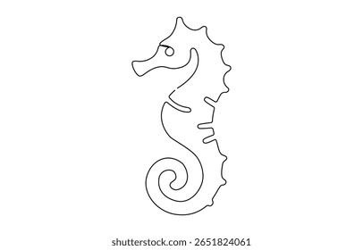 Vector illustration of seahorse smiling underwater black and white drawing For , Vector illustration of seahorse isolated on white background.