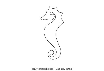 Vector illustration of seahorse smiling underwater black and white drawing For , Vector illustration of seahorse isolated on white background.