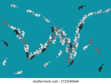 Vector illustration of seahorses, a design showing the concept of concentration toward a line.