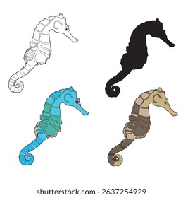 vector illustration of Seahorses in various appearances