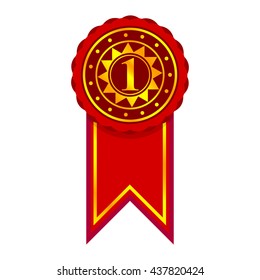 vector illustration of seal label or badge with one or first place in gold color