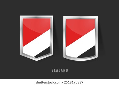 Ilustração vetorial do logotipo do rótulo SEALAND. Sinal de emblema SEALAND SEALAND com bandeira, modelo de banners de etiqueta de produto SEALAND.