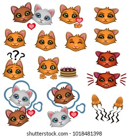 Vector illustration. Seals emoticons or Emoji icons for the web cats and kittens.