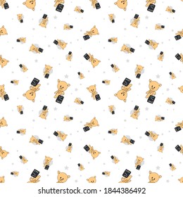 Vector illustration seamles pattern Kawai dog when black friday