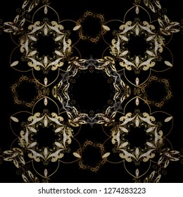 Vector illustration. Seamless abstract background. Oriental vector classic brown and black and golden pattern.
