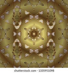 Vector illustration. Seamless abstract background. Oriental vector classic brown and yellow and golden pattern.