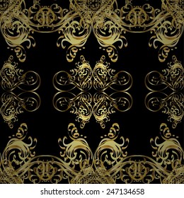 Vector illustration. Seamless abstract background. Oriental vector classic and golden pattern.