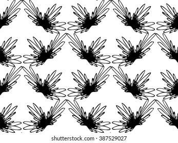 Vector Illustration. Seamless Abstract Black  Floral Pattern On White Background. Exclusive Decoration Suitable for textile, fabric and packaging