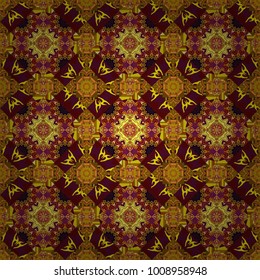 Vector illustration. Seamless abstract curved pattern in brown, orange and red colors.