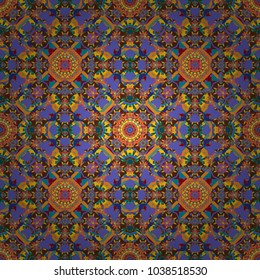 Vector illustration. Seamless abstract curved pattern in brown, blue and violet colors.