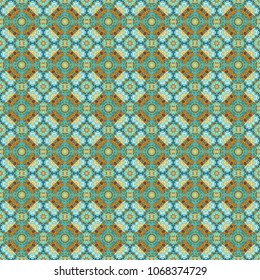 Vector illustration. Seamless abstract curved pattern in blue, green and yellow colors.