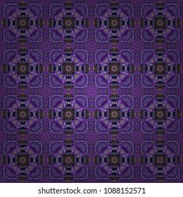Vector illustration. Seamless abstract curved pattern in violet, purple and black colors.