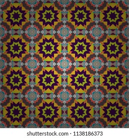 Vector illustration. Seamless abstract curved pattern in brown, gray and orange colors.