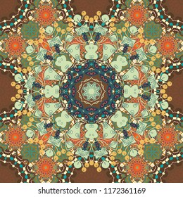 Vector illustration. Seamless abstract curved pattern in green, brown and gray colors.