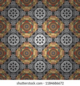 Vector illustration. Seamless abstract curved pattern in white, gray and yellow colors.