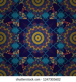 Vector illustration. Seamless abstract curved pattern in gray, blue and yellow colors.