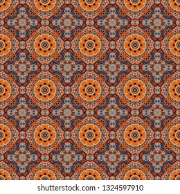 Vector illustration. Seamless abstract curved pattern in orange, gray and brown colors.