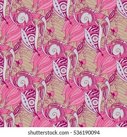 Vector illustration, seamless abstract hand drawn pattern for greeting card, wrapping, textile, background.