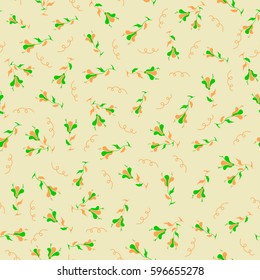 Vector illustration. Seamless abstract hand drawn brushstroke flowers pattern texture. Simple modern chevron print on a beige background.
