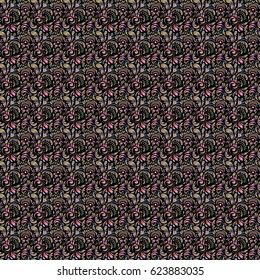 Vector illustration. Seamless abstract multicolored tribal pattern. Hand drawn ethnic texture, flight of imagination.